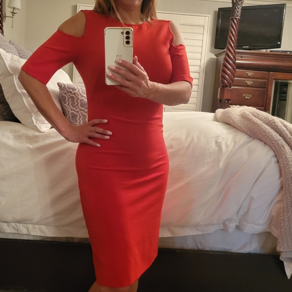 Zara cold shoulder sleeve cut out Sheath dress